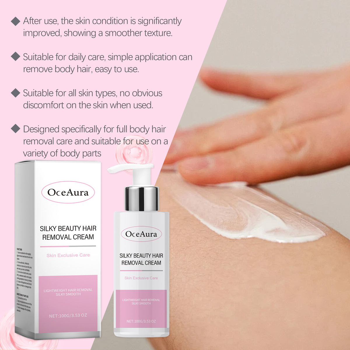Women's Hair Removal Cream | Jojoba Oil, Armpit, Leg & Body