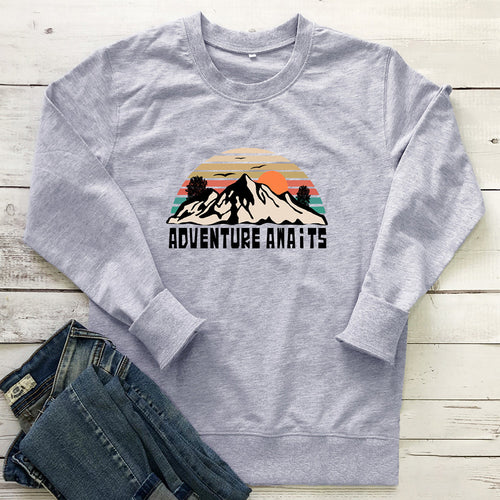 "Adventure Awaits" Graphic Hoodie for Women | Cotton, Loose Fit