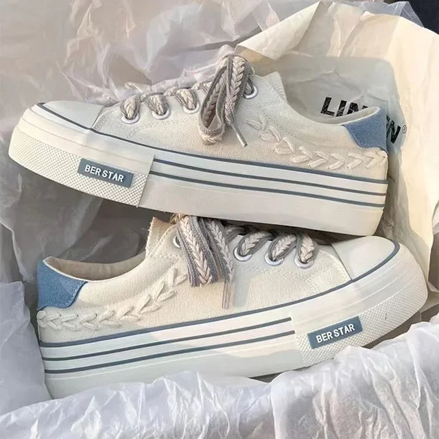 Women's Canvas Platform Sneakers | Lace-Up, Rubber Sole, 2 Styles