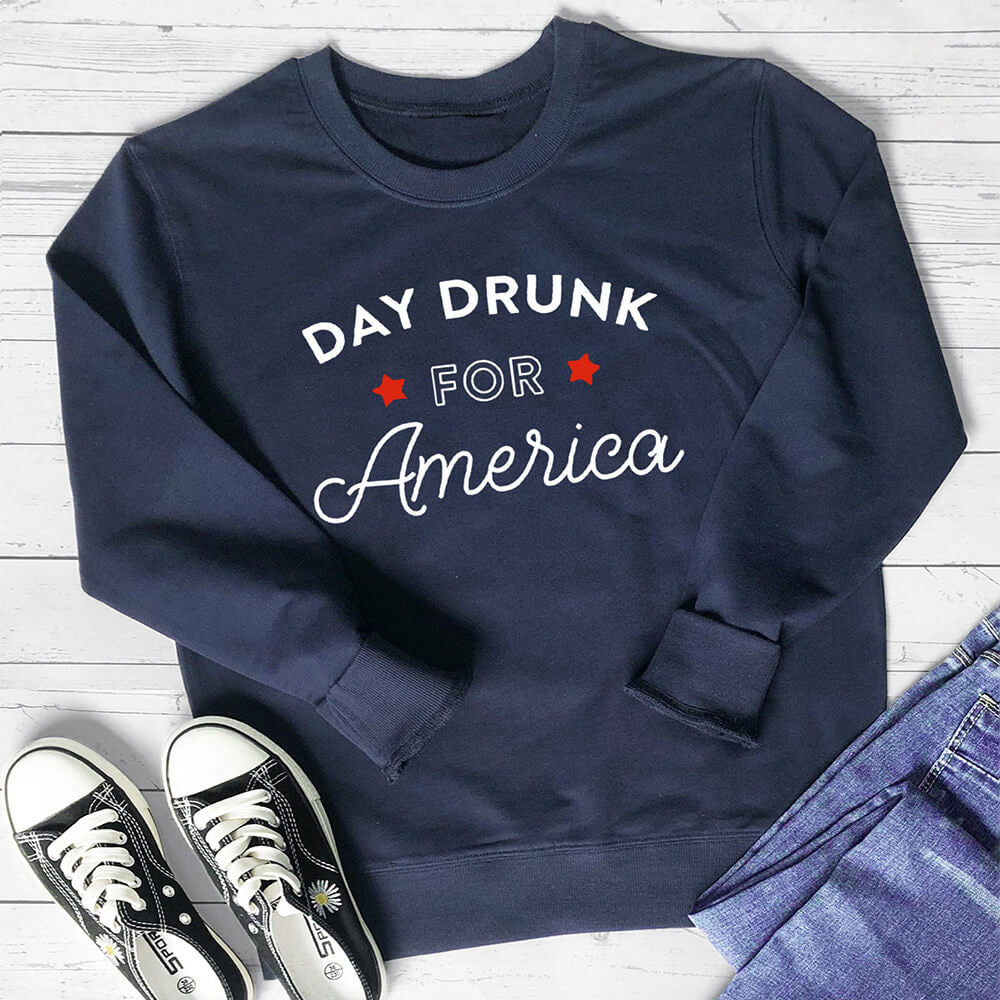 Women's Day Drunk for America Print Hoodie | Cotton, 8 Colors