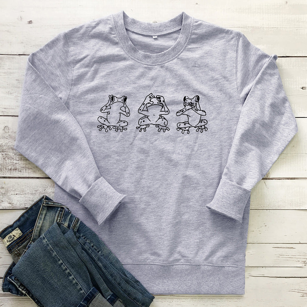 Women's Print Crew Neck Sweatshirt | Cotton, 8 Colors