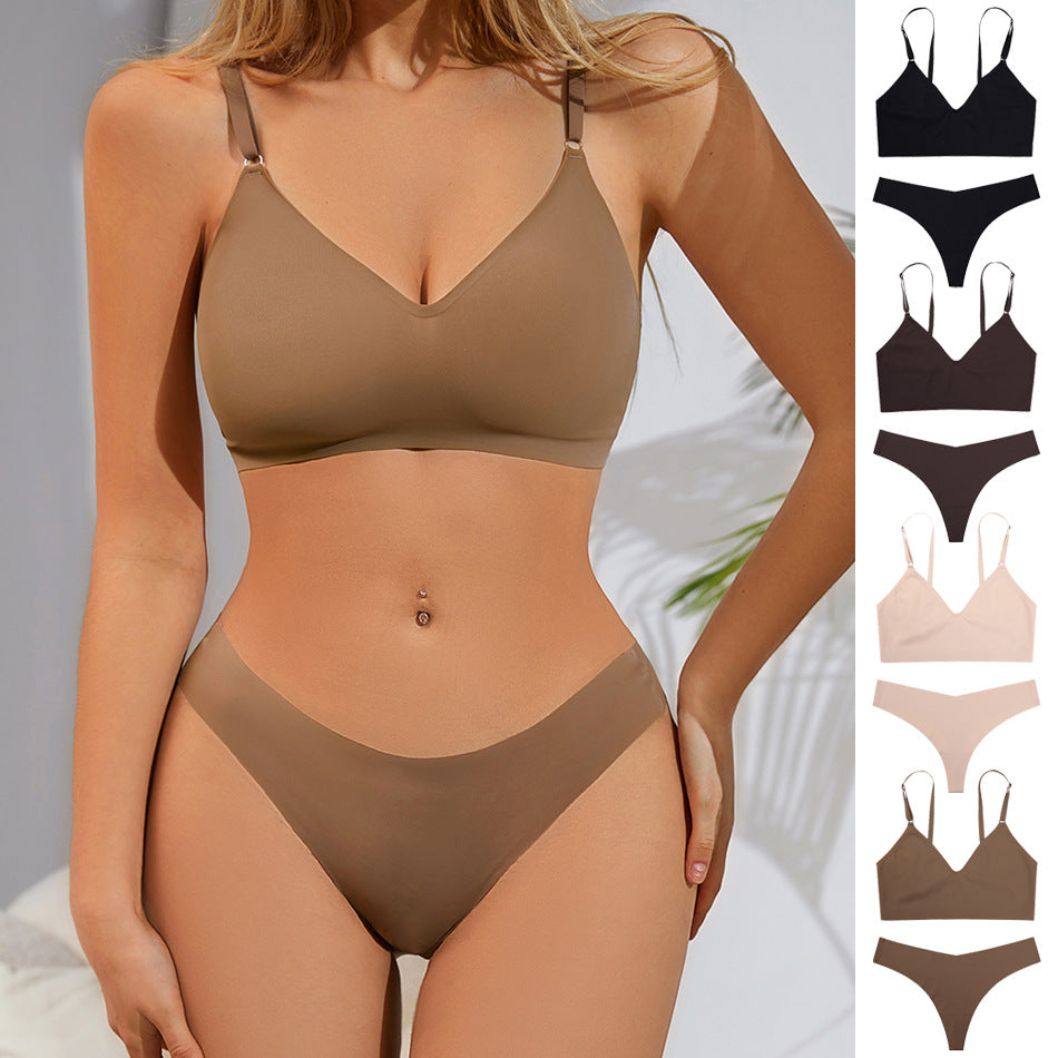 Women's Plus Size Seamless Wireless Bra & Brief Set | 10 Colors