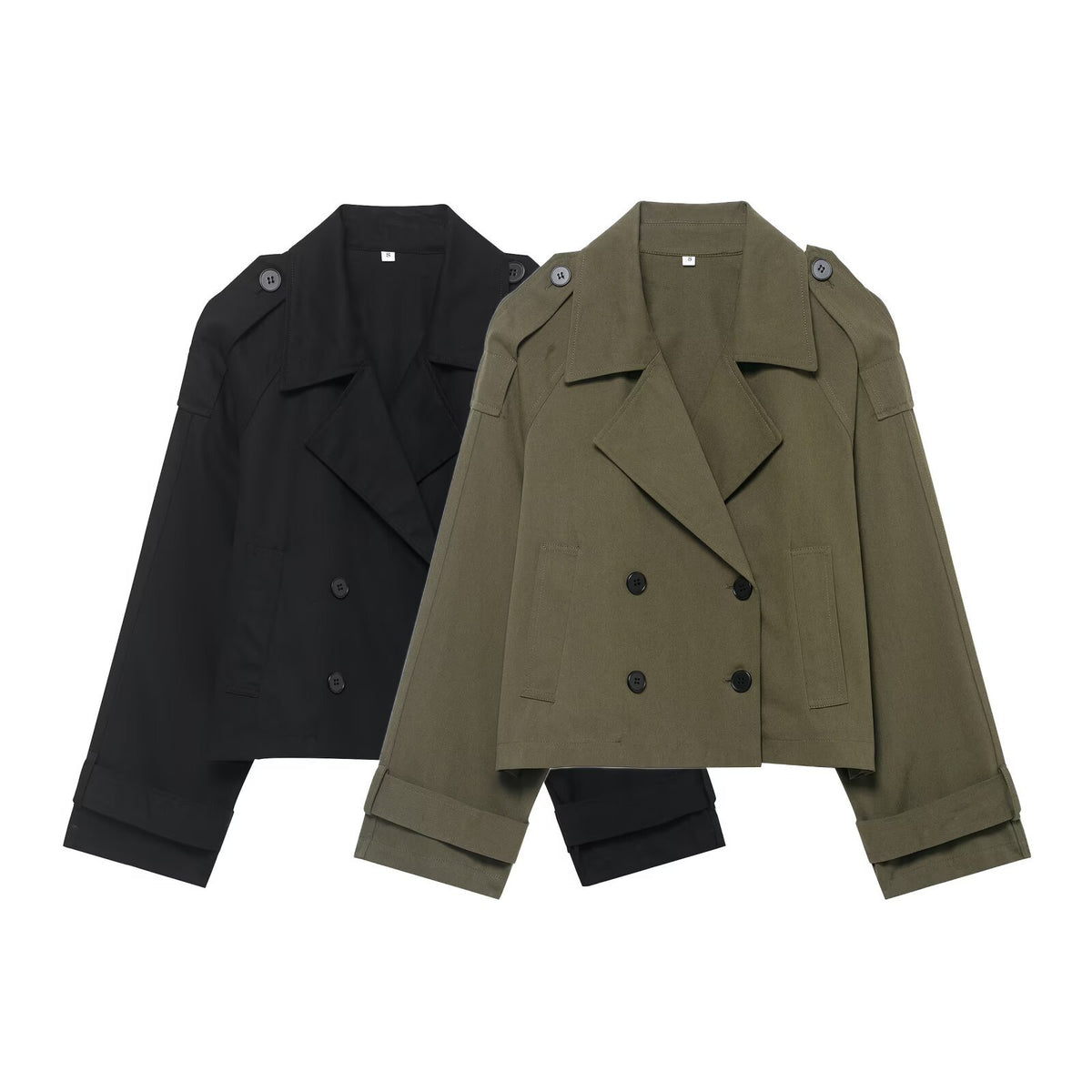 Women's Double-Breasted Cropped Windbreaker | Oversized, 2 Colors