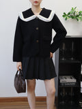 Women's Doll Collar Heart Pattern Jacket | Single-Breasted, One Size