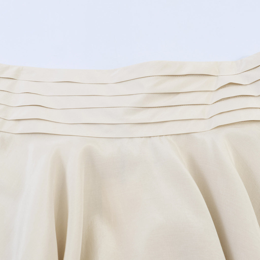 Women's Layered Asymmetric A-Line Midi Skirt | Polyester, Apricot