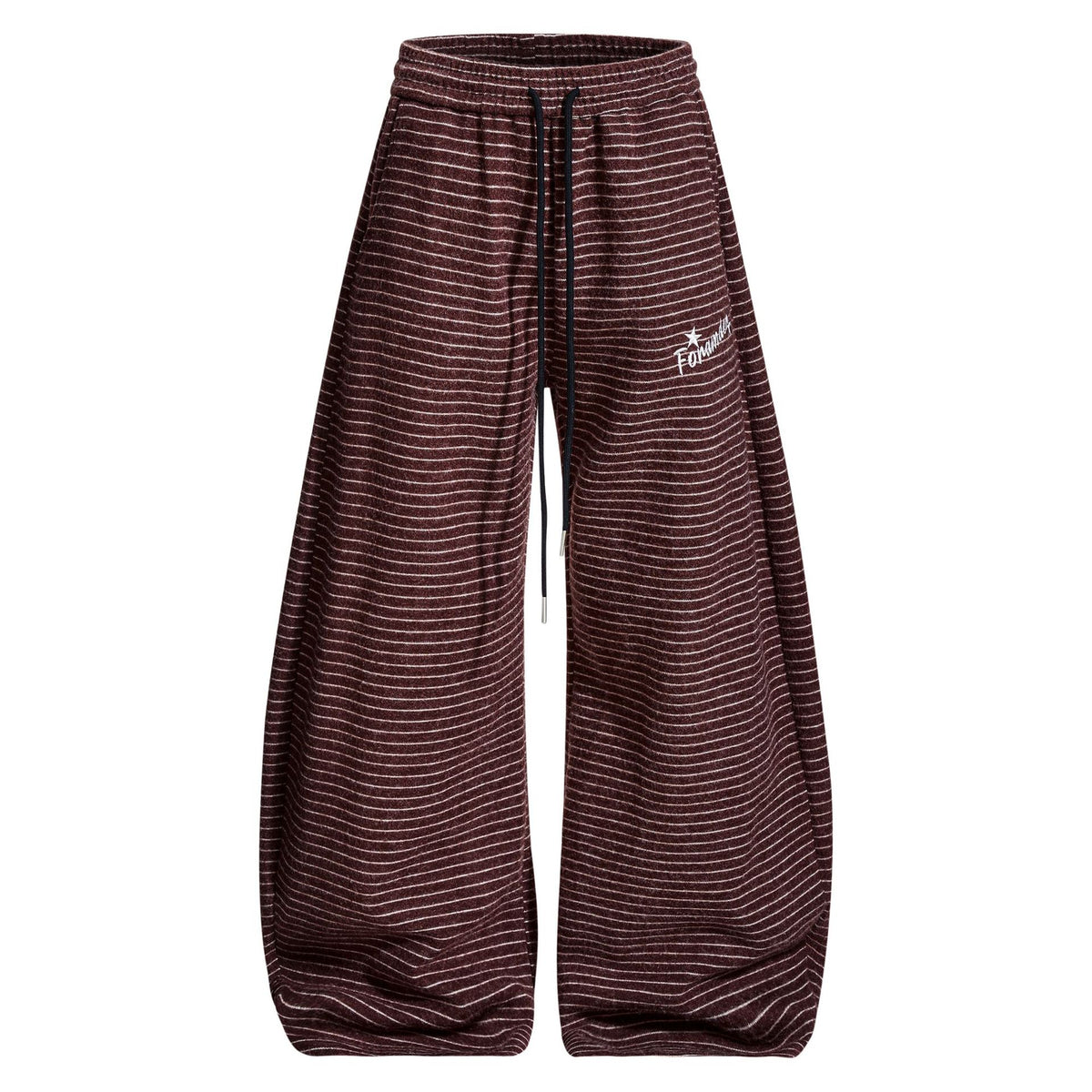 Women's & Men's Striped Wide Leg Pants | High Waist, Slight Stretch - Red