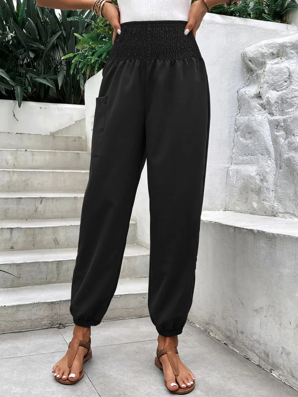 Women's Smocked High-Rise Joggers | Pockets, 3 Colors