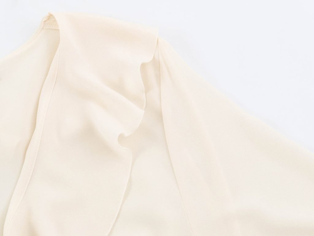 Women's & Men's Apricot V-Neck Shirt | Layered Folded Waist