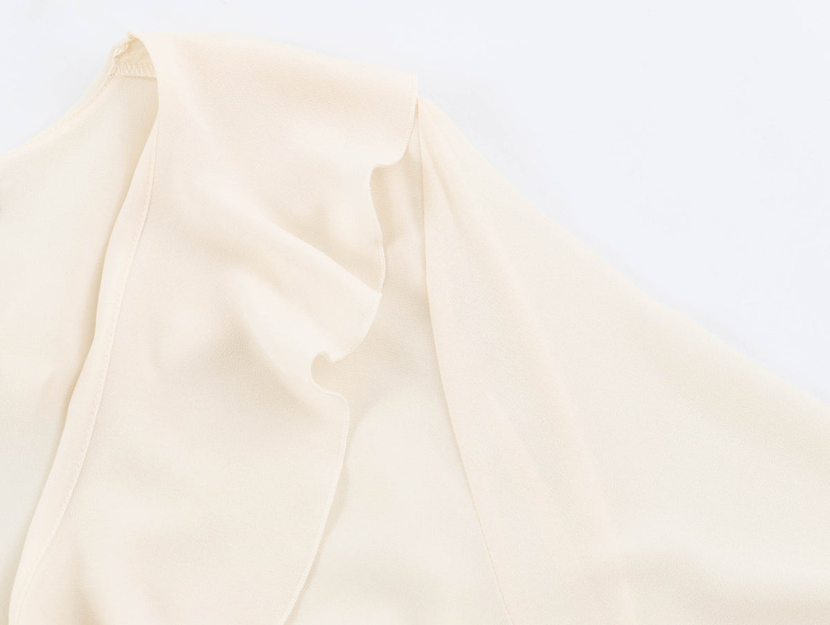 Women's & Men's Apricot V-Neck Shirt | Layered Folded Waist