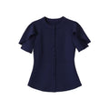 Women's Puff Sleeve Knit Sweater Jacket | Round Neck, 2 Colors - Dark Blue