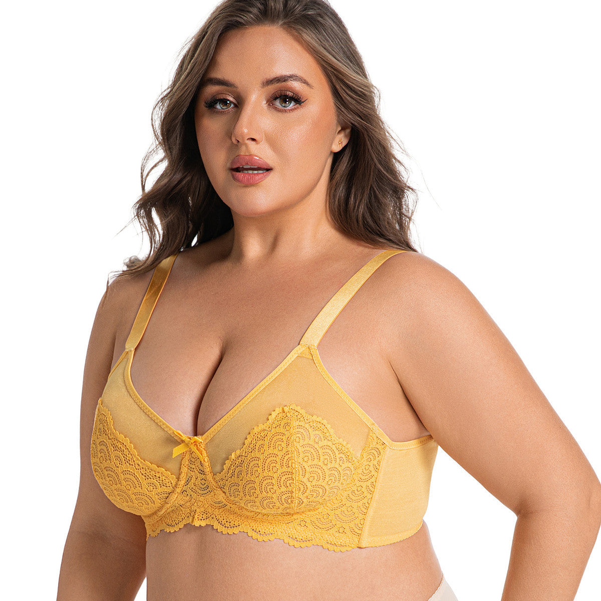 Women's Floral Lace Mesh Bra | Hook & Eye Closure, 4 Colors