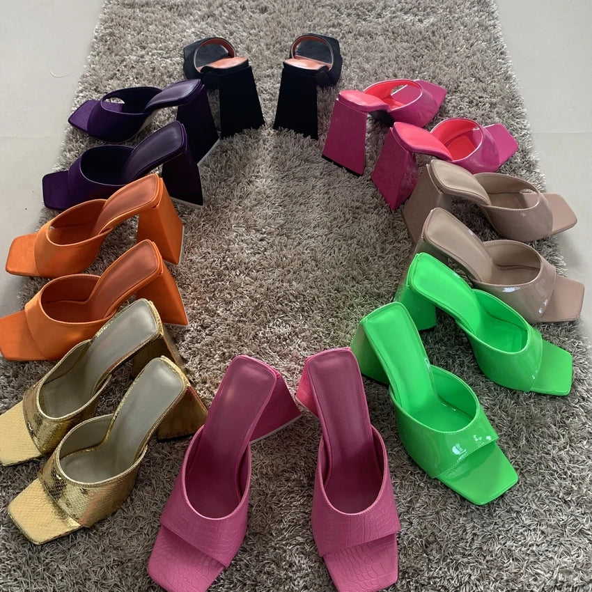Women's Peep Toe High Heel Slides | 10.5cm Heel, 3 Colors