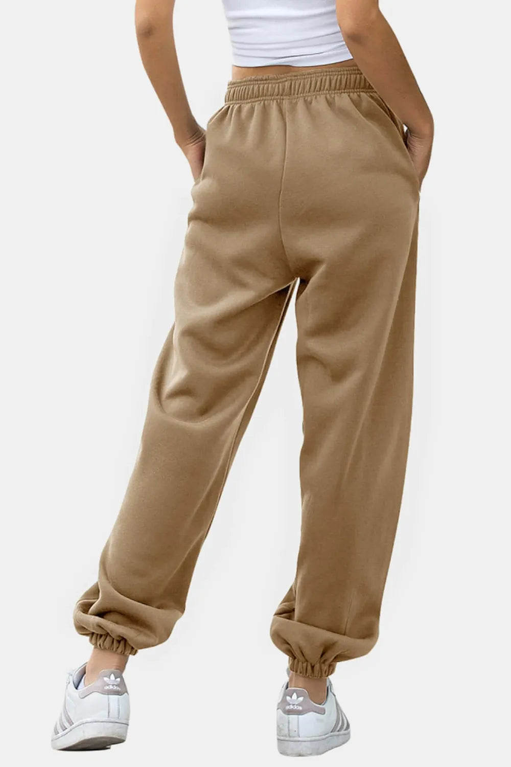 Women's High-Waist Drawstring Joggers | Pockets, Black/Gray/Tan
