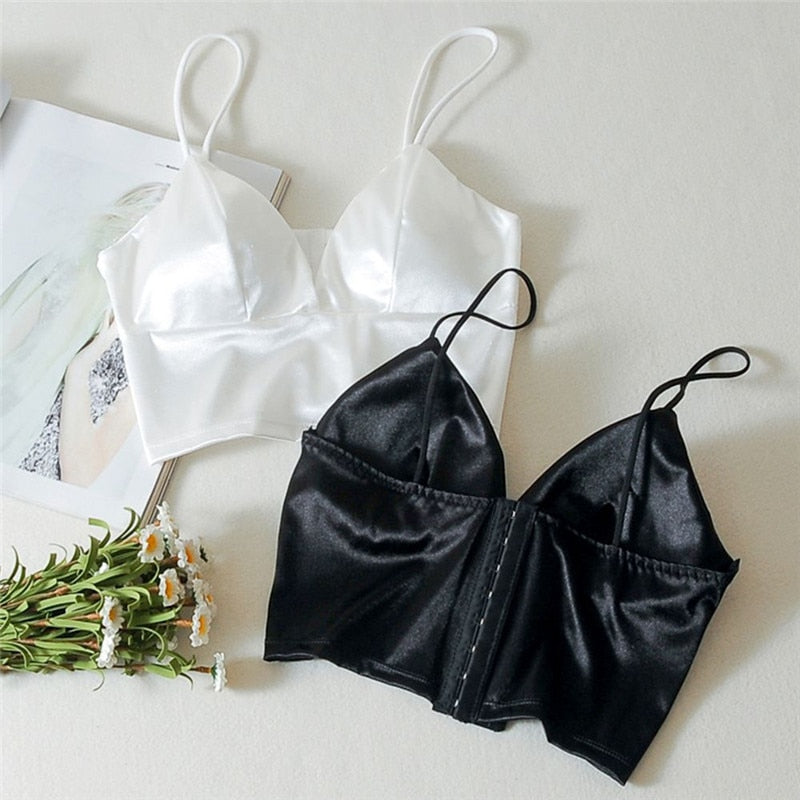Women's Silk Bandeau Tube Top | Padded Chest Wrap, Black/White