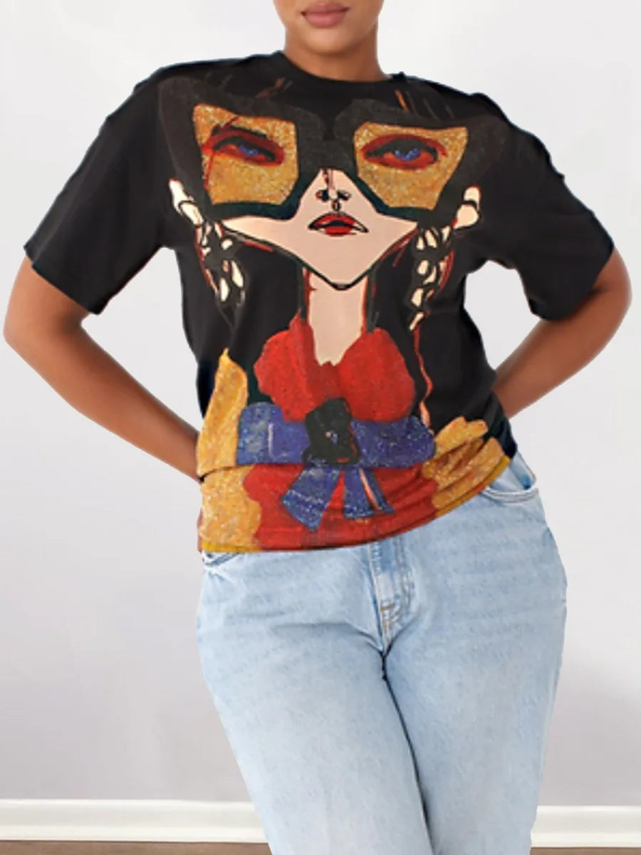 Women's Sequined Print T-Shirt | Dropped Shoulder, 2 Colors