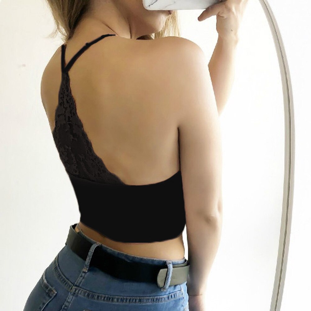 Women's Strappy Lace Bralette Crop Top | Sleeveless, 5 Colors