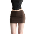 Women's Brown Bodycon Mini Skirt | Stretch Polyester