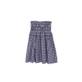 Women's Blue & White Plaid Strapless Dress | Cotton, Pleated