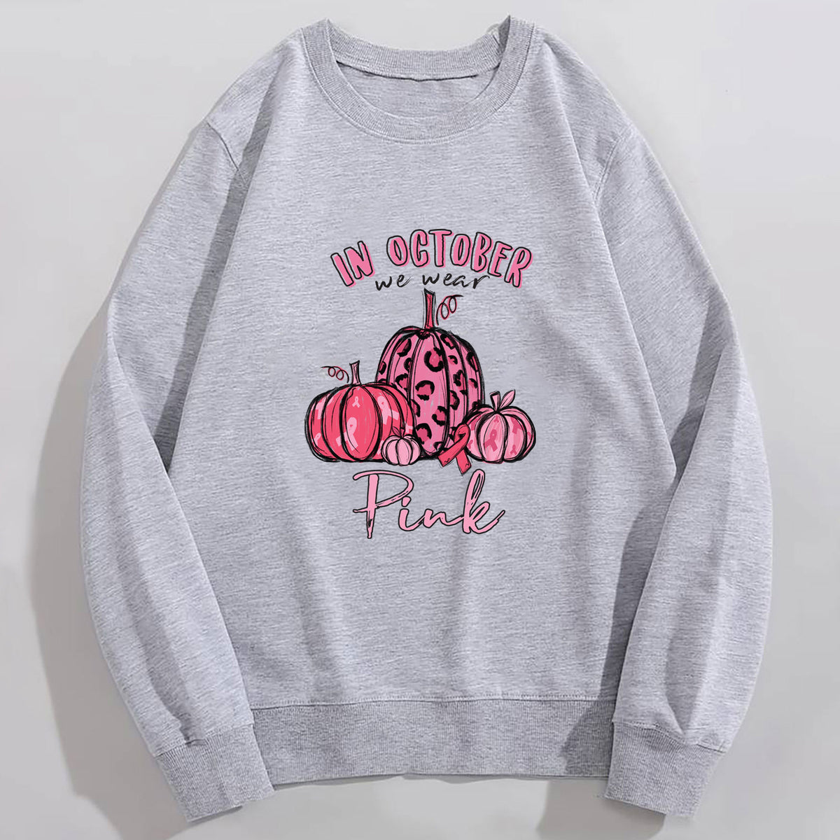 Printed Crew-Neck Hoodie | Street Style - Black