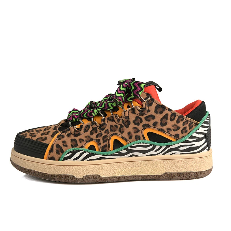 Women's Cow Suede Platform Sneakers | Leopard & 3 Colors
