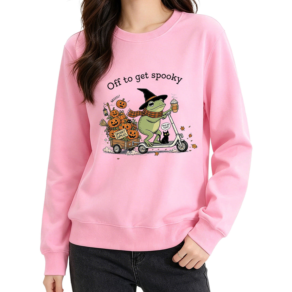 "Off to Get Spooky" Graphic Hoodie | Cotton Blend - Grey