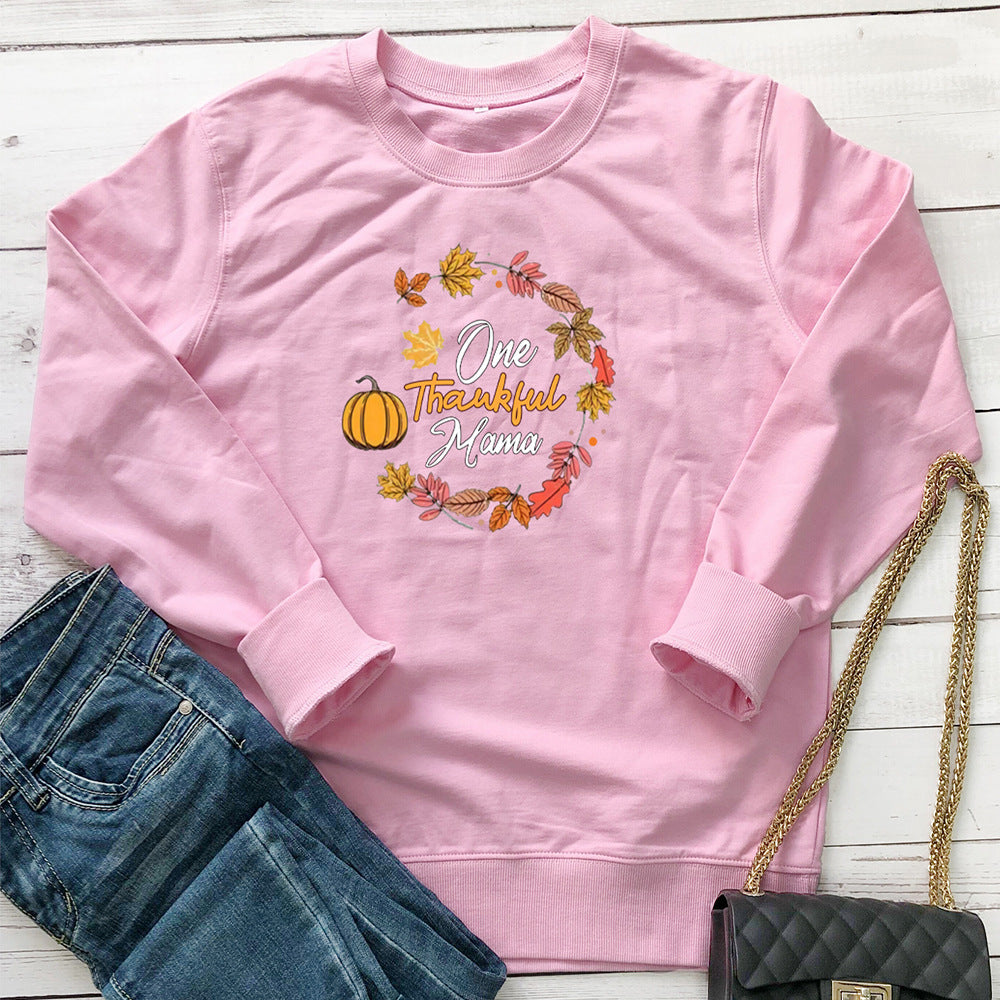 Women's Pumpkin Letter Print Hoodie | Cotton, Loose Fit, 8 Colors