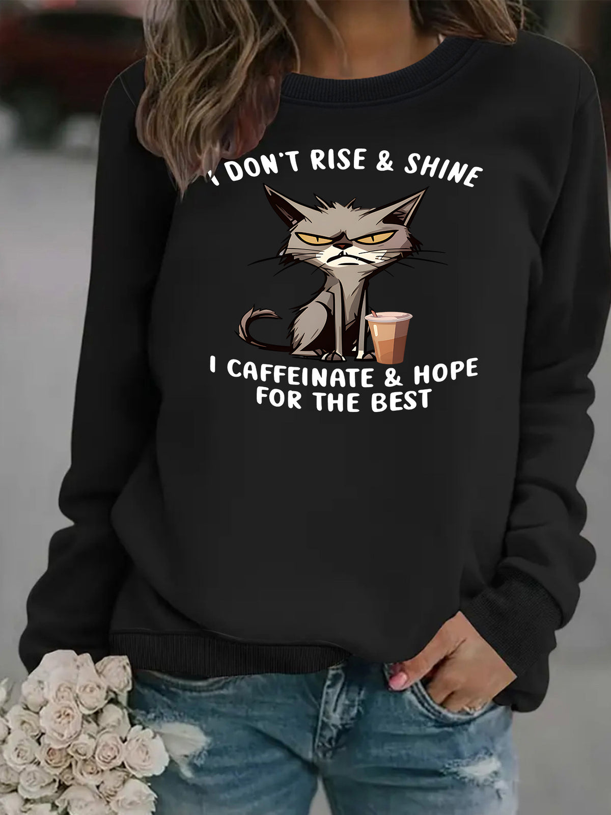 Loose Round-Neck Long-Sleeve Hoodie | 7 Colors - White