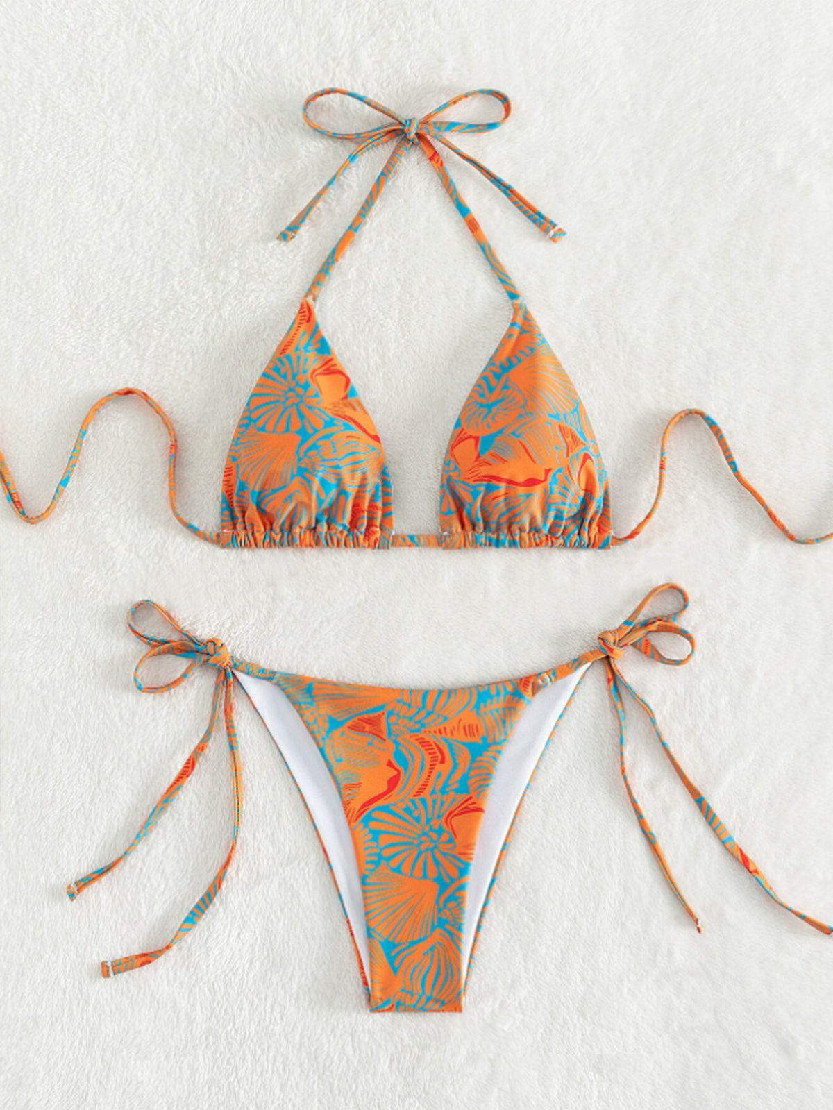 Women's Floral Two-Piece Swimsuit | Padded Soft Cups, 5 Colors - Purple Orange Flower