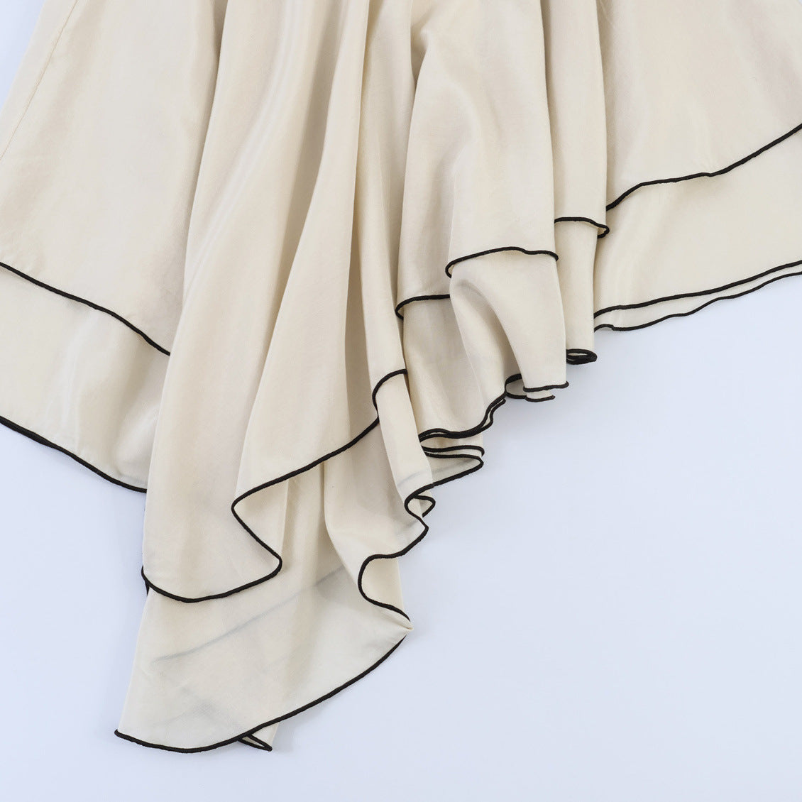 Women's Layered Asymmetric A-Line Midi Skirt | Polyester, Apricot