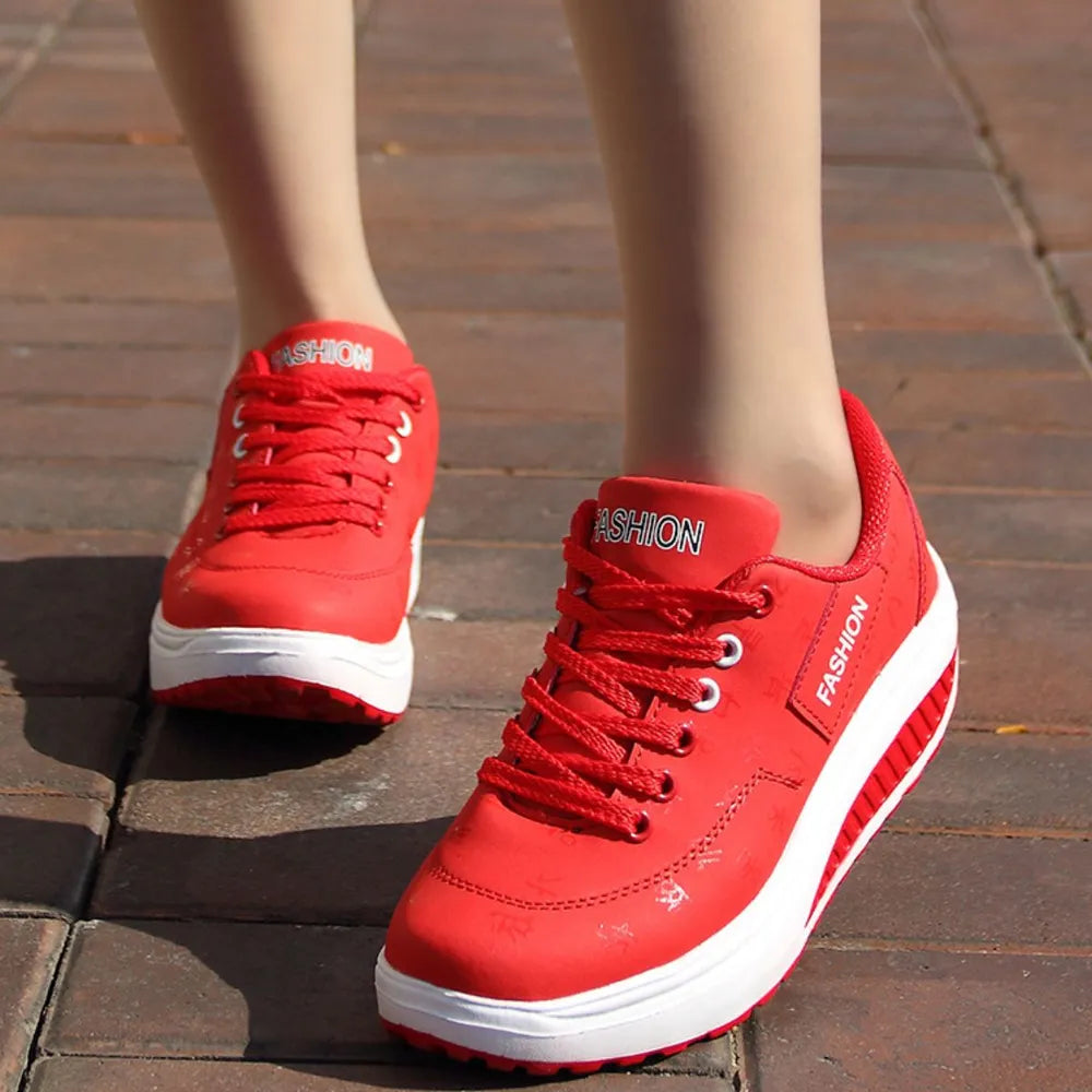 Women's Lace-Up Rocker Sole Sneakers | Round Toe, 5 Colors