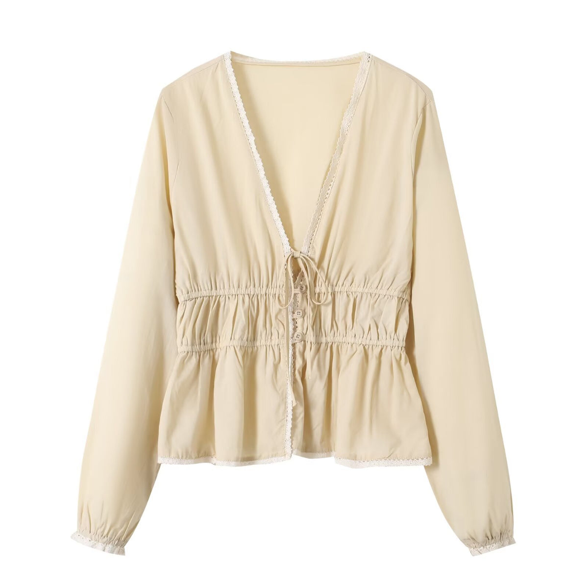 Women's Apricot Lace Shirt | Button-Up, Long Sleeve