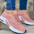 Women's Lace-Up Mesh Sneakers | Low Cut, Mid Heel, Round Toe