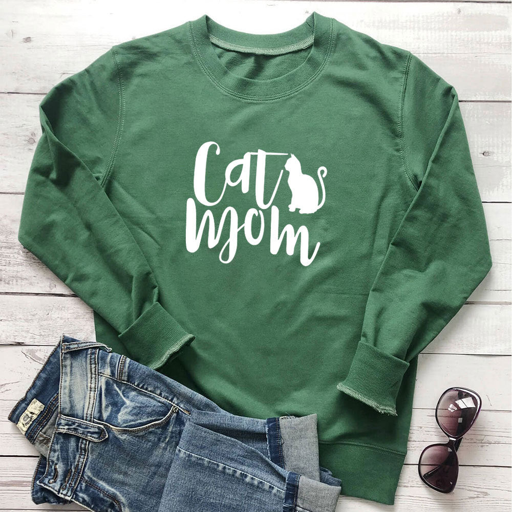 "Cat Mom" Graphic Hoodie for Women | Cotton, Loose Fit
