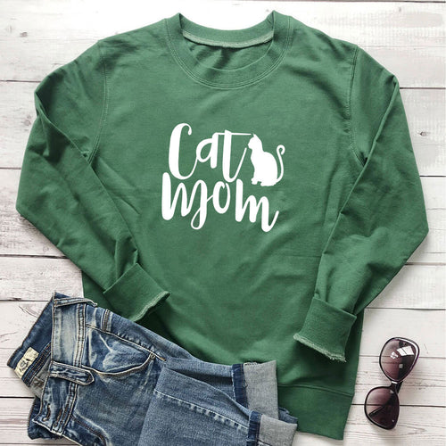 "Cat Mom" Graphic Hoodie for Women | Cotton, Loose Fit