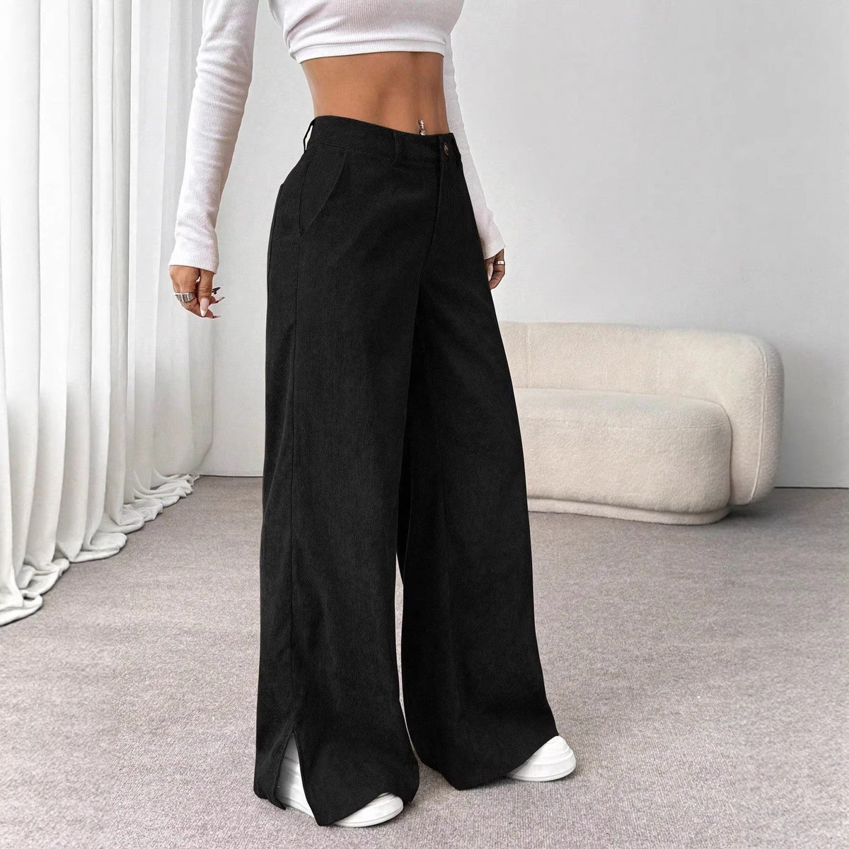 Women's Straight Wide Leg Pants | Polyester Spandex, 7 Colors
