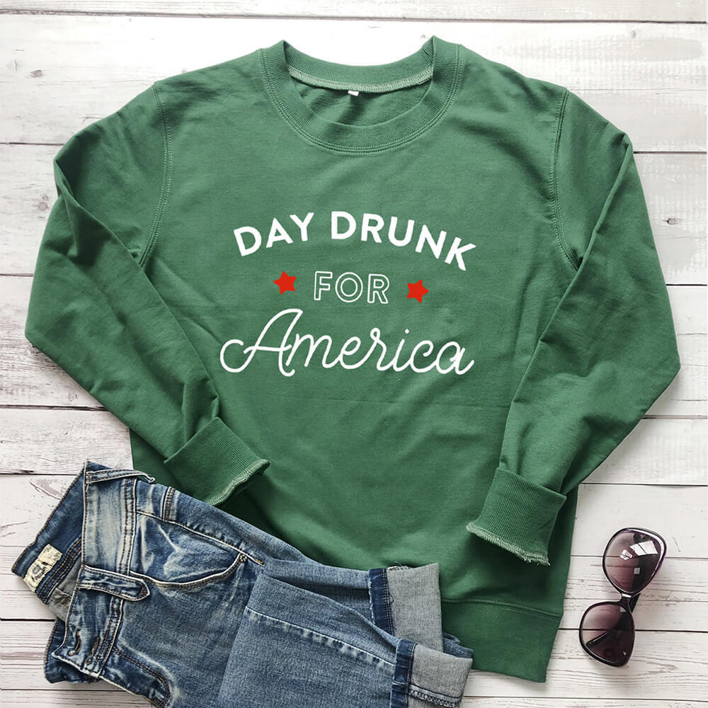 Women's Day Drunk for America Print Hoodie | Cotton, 8 Colors