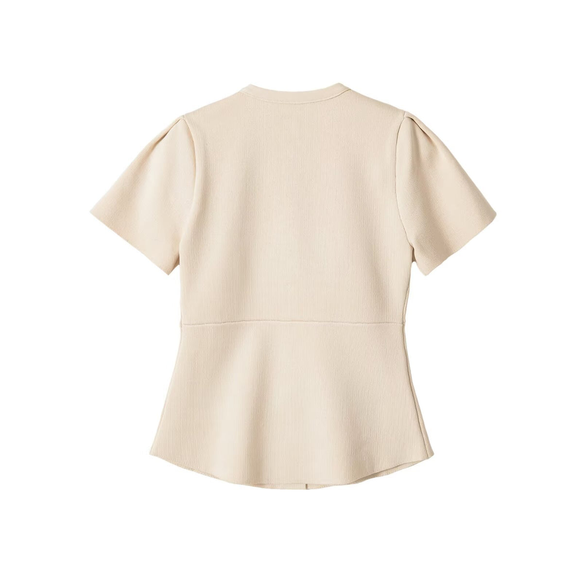 Women's Puff Sleeve Knit Sweater Jacket | Round Neck, 2 Colors - Dark Blue