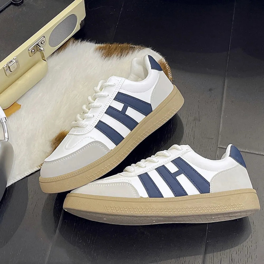 Women's Contrast Platform Sneakers | Round Toe, Brown or Navy