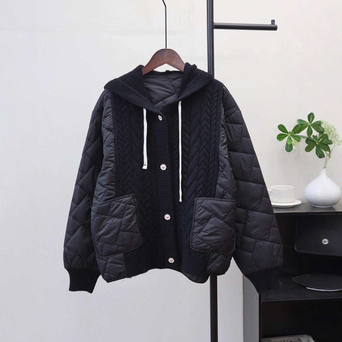 Women's Hooded Cardigan Jacket | Loose Fit, Off White, Brown, Black