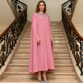 Women's Pink Cape Dress | Long-Sleeve with Rhinestone Detail, One Size