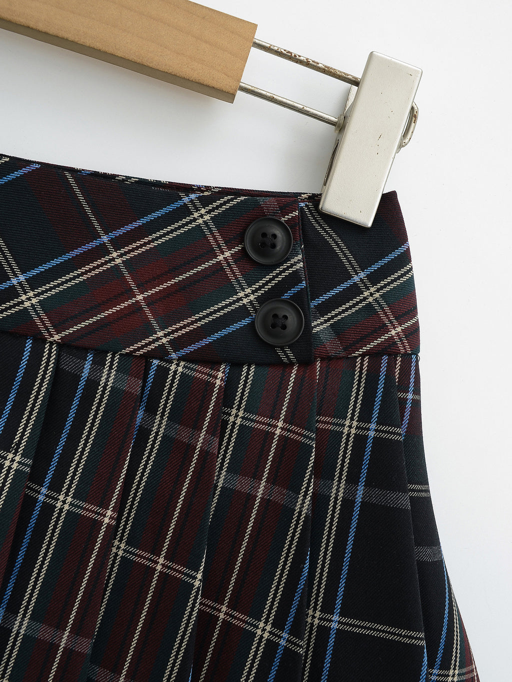 Women's Plaid Pleated Split Mini Skirt | Polyester Spandex