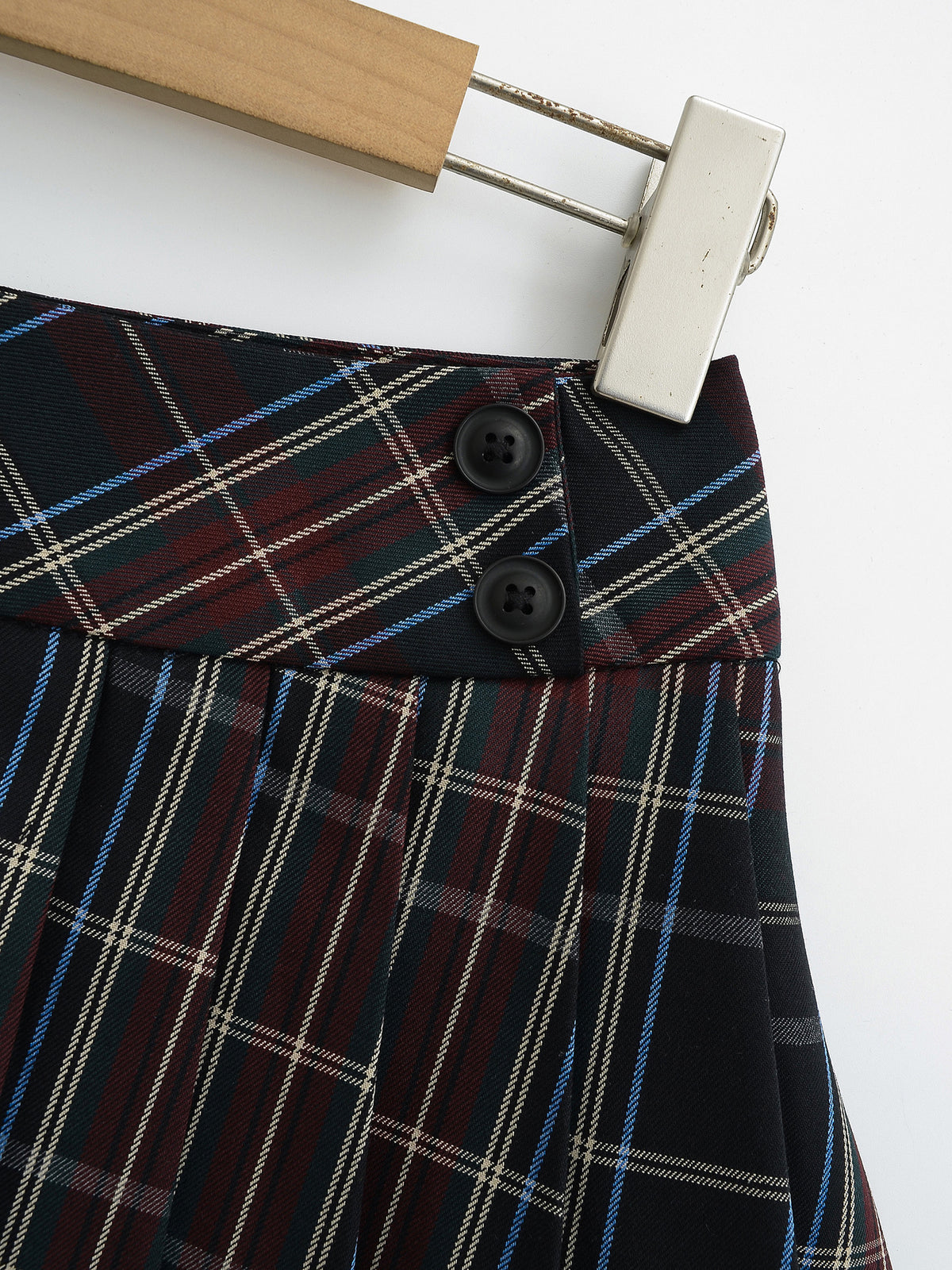Women's Plaid Pleated Split Mini Skirt | Polyester Spandex