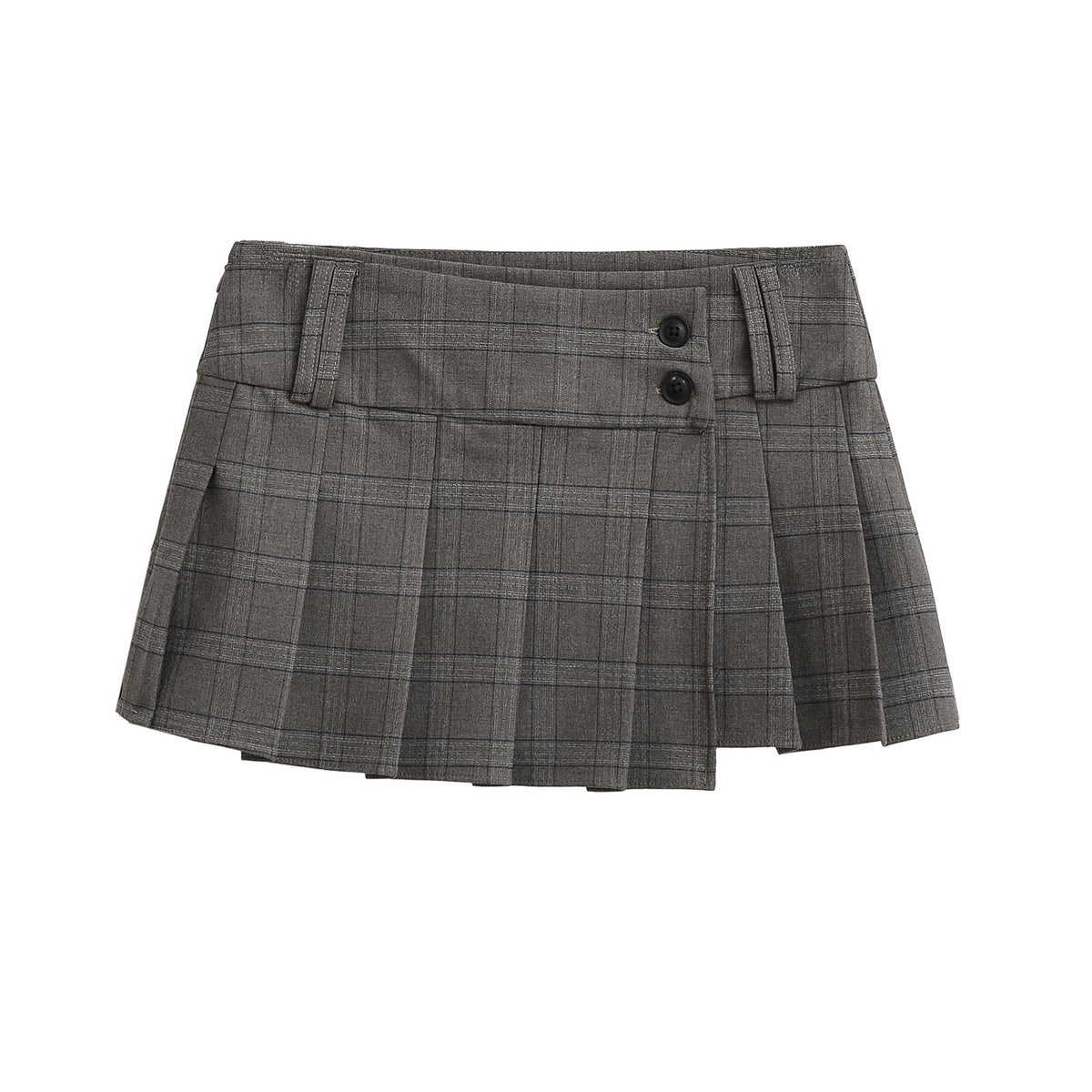 Women's Plaid Pleated Mini Skirt | Denim, Black & Gray or Gray - Black and Gray