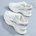 Women's Chunky Platform Sneakers | Lace-Up, Beige, Black or White