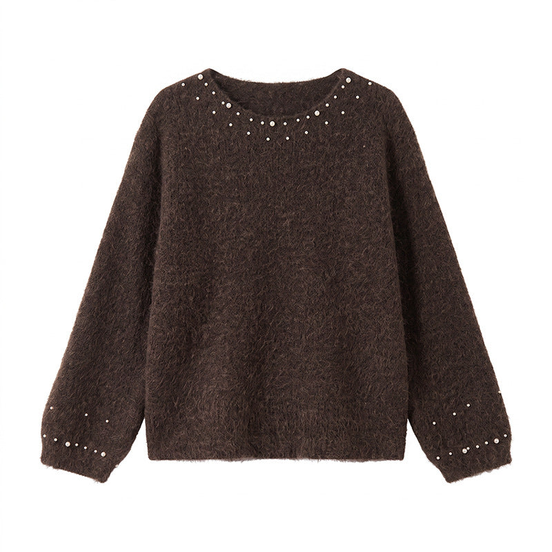 Women's Round Neck Pullover Sweater | Loose Fit, One Size