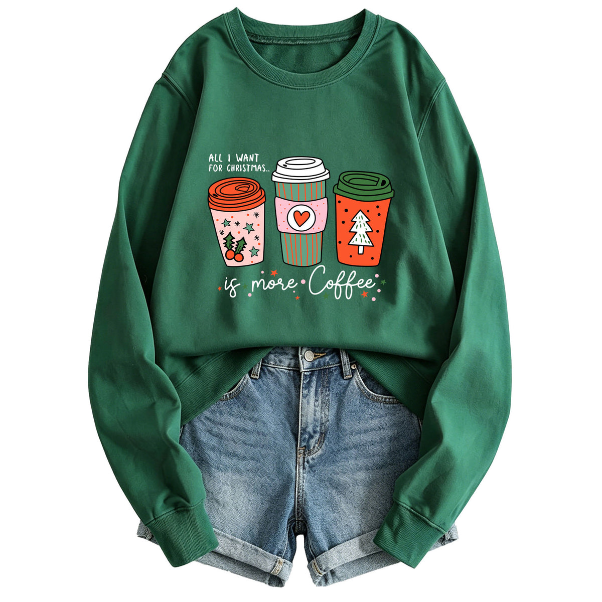 Women's Coffee Cup Print Hoodie | Cotton Blend, 10 Colors
