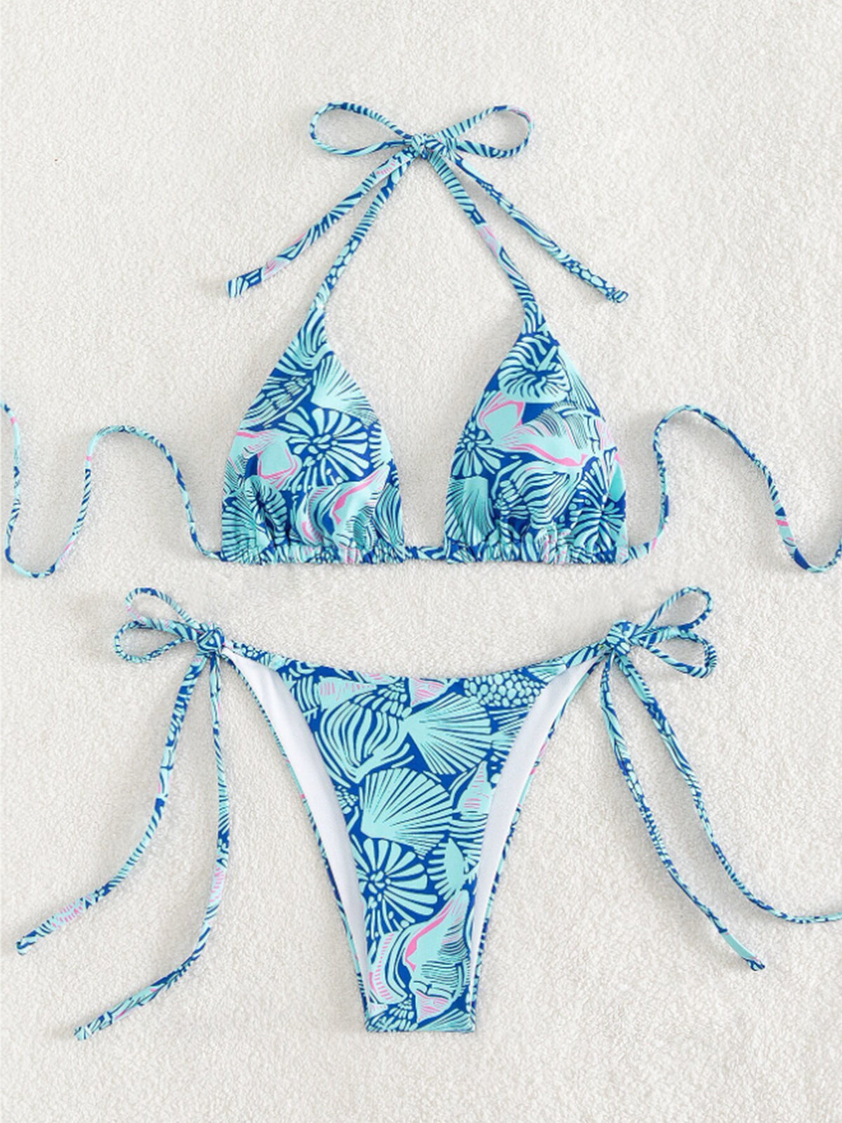 Women's Floral Two-Piece Swimsuit | Padded Soft Cups, 5 Colors - Blue and Red Flower