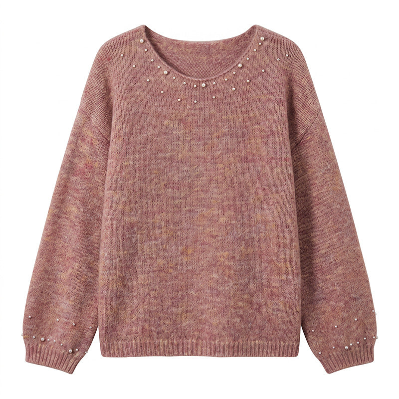 Women's Round Neck Pullover Sweater | Loose Fit, One Size