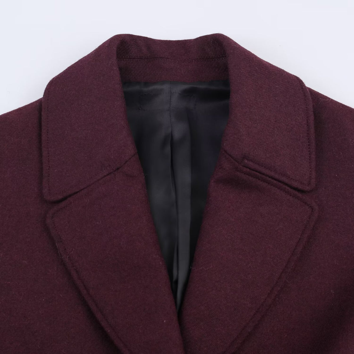Women's Oversized Long Coat | Single-Breasted, Flip Collar, Burgundy