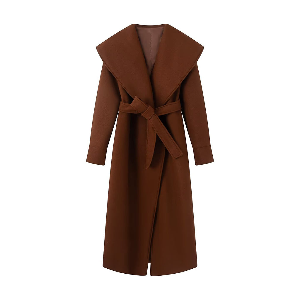 Women's Faux Wool Belted Coat | Turn-Down Collar, 3 Colors - White